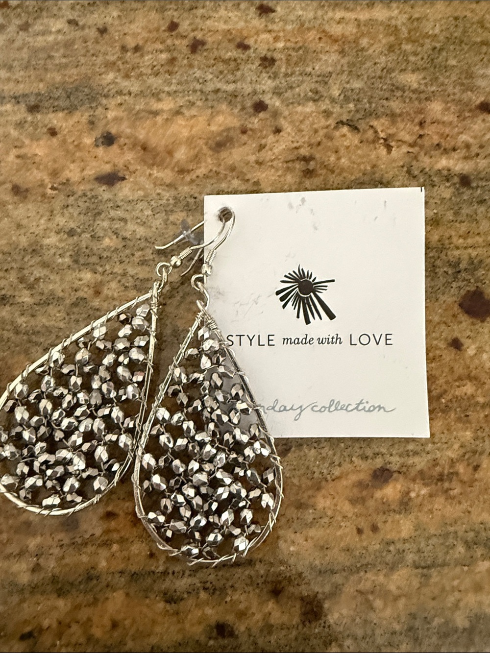 Noonday Collection Silver Faceted Teardrop Earrings